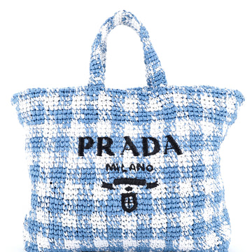 Prada Logo Tote Raffia Large