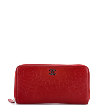 Chanel Zip Around Wallet Camellia Lambskin