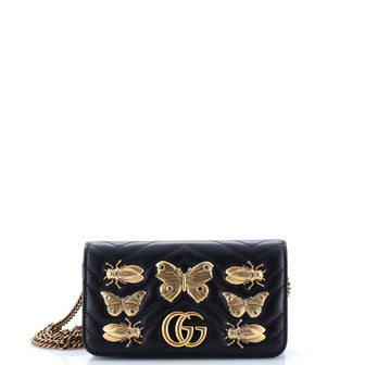 Gucci GG Marmont Chain Flap Bag Embellished Matelasse Leather Mini