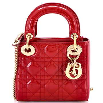 Christian Dior Lady Dior Chain Bag Cannage Quilt Patent Mini