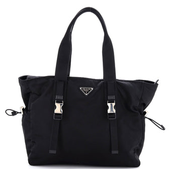 Prada Side Pocket Buckle Tote Tessuto Medium