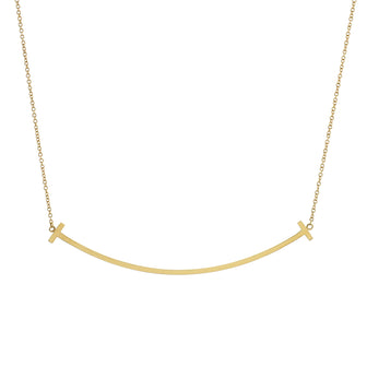 Tiffany & Co. T Smile Pendant Necklace 18K Yellow Gold Large