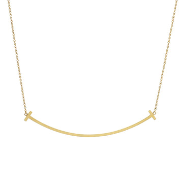 Tiffany & Co. T Smile Pendant Necklace 18K Yellow Gold Large