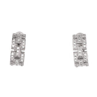 Cartier Maillon Panthere 3 Row Hoop Earrings 18K White Gold with Pave Diamonds