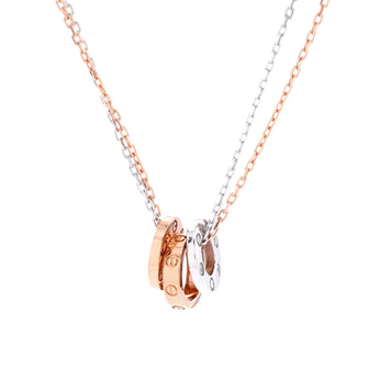 Cartier Love 3 Ring Pendant Necklace 18K Rose Gold and 18K White Gold with 6 Diamonds