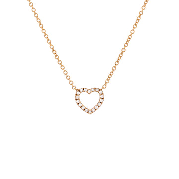 Tiffany & Co. Metro Open Heart Pendant Necklace 18K Rose Gold and Diamonds Mini