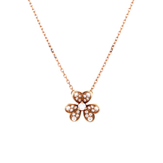 Van Cleef & Arpels Frivole Pendant Necklace 18K Rose Gold with Pave Diamonds Mini
