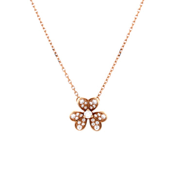 Van Cleef & Arpels Frivole Pendant Necklace 18K Rose Gold with Pave Diamonds Mini