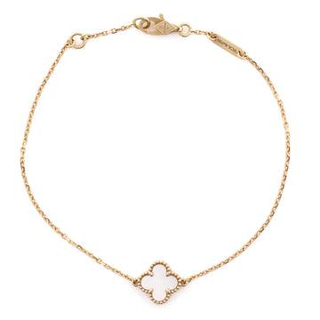 Van Cleef & Arpels Sweet Alhambra Bracelet 18K Yellow Gold and Mother of Pearl