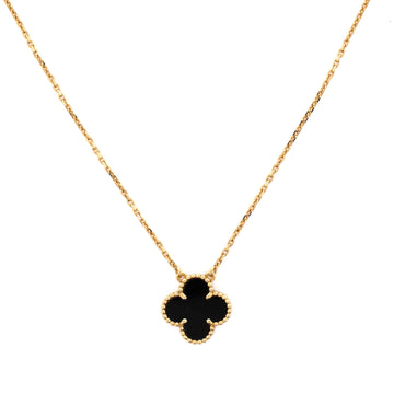 Van Cleef & Arpels Vintage Alhambra Pendant Necklace 18K Yellow Gold and Onyx