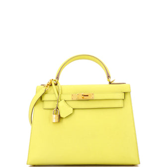 Hermes Kelly Handbag Yellow Epsom with Gold Hardware 28