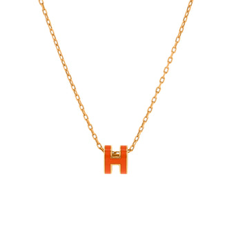 Hermes Pop H Pendant Chain Necklace Metal and Enamel Mini