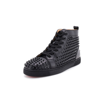 Christian Louboutin Men's Louis Flat High-Top Sneakers Spiked Leather