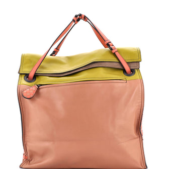 Bottega Veneta Palio Fold Over Tote Colorblock Nappa Leather With Intrecciato Detail