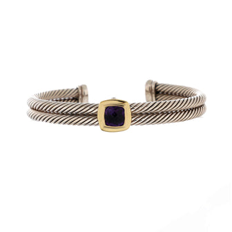 David Yurman Noblesse Double Cable Bracelet Sterling Silver and 18K Yellow Gold with Amethyst