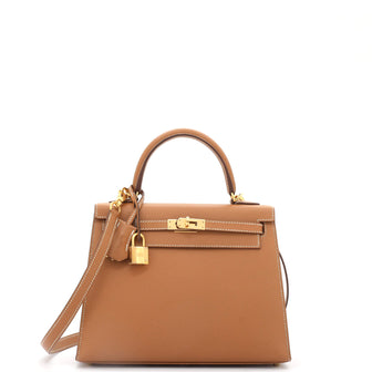 Hermes Kelly Handbag Brown Epsom with Gold Hardware 25
