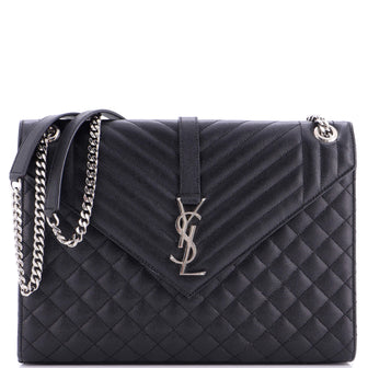 Saint Laurent Classic Monogram Envelope Satchel Mixed Matelasse Leather Large