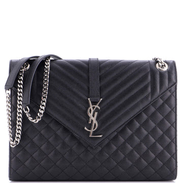 Saint Laurent Classic Monogram Envelope Satchel Mixed Matelasse Leather Large
