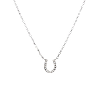 Tiffany & Co. Metro Horseshoe Pendant Necklace 18K White Gold and Diamonds Mini