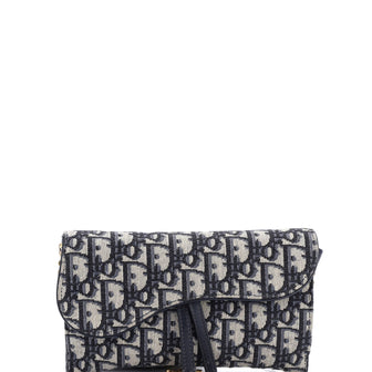 Christian Dior Saddle Chain Wallet Oblique Canvas