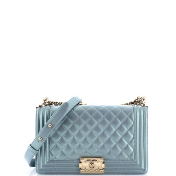 Chanel Boy Flap Bag Quilted Iridescent Glazed Calfskin Old Medium