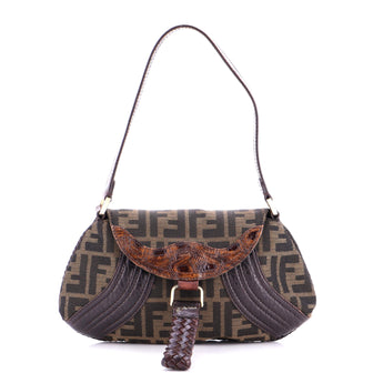 Fendi Tortoise Spy Bag Zucca Canvas and Leather Mini