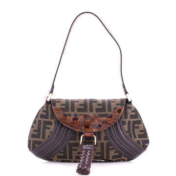 Fendi Tortoise Spy Bag Zucca Canvas and Leather Mini