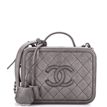 Chanel Filigree Vanity Case Quilted Caviar Medium