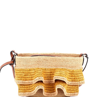 Loewe Paula's Ibiza Ruffle Pochette Crossbody Bag Woven Raffia