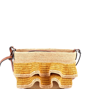 Loewe Paula's Ibiza Ruffle Pochette Crossbody Bag Woven Raffia