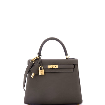 Hermes Kelly Handbag Green Togo with Gold Hardware 25