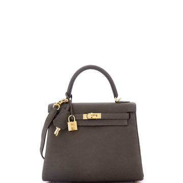 Hermes Kelly Handbag Green Togo with Gold Hardware 25