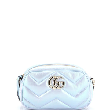 Gucci GG Marmont Shoulder Bag Chevron Iridescent Leather Small
