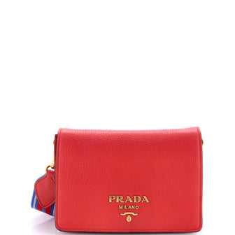 Prada Dual Strap Flap Crossbody Bag Vitello Daino Small