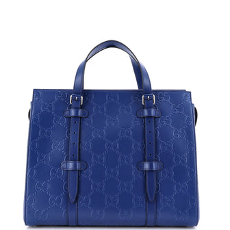 Gucci Tote Bag GG Embossed Perforated Leather