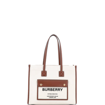 Burberry Freya Shopping Tote Canvas with Leather Small