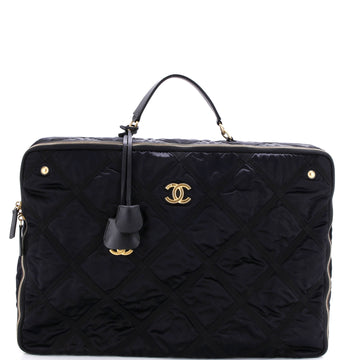 Chanel Lifestyle Travel Handbag Quilted Nylon with Grosgrain Large
