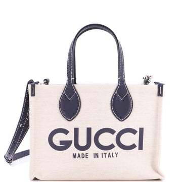 Gucci Logo Shopper Tote Printed Canvas Small