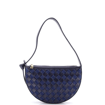 Bottega Veneta Sunrise Shoulder Bag Intrecciato Leather and Denim Mini