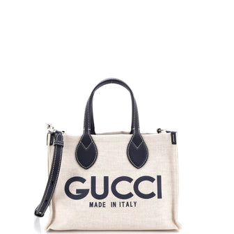 Gucci Logo Shopper Tote Printed Canvas Small