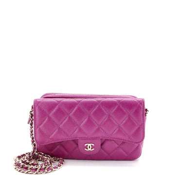 Chanel Classic Flap Phone Holder with Chain Quilted Caviar