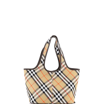 Burberry East-West Tote Vintage Check Canvas Small