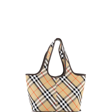 Burberry East-West Tote Vintage Check Canvas Small