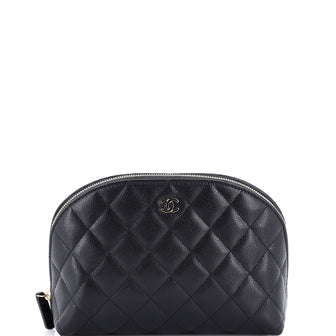 Chanel CC Dome Cosmetic Case Quilted Caviar Small