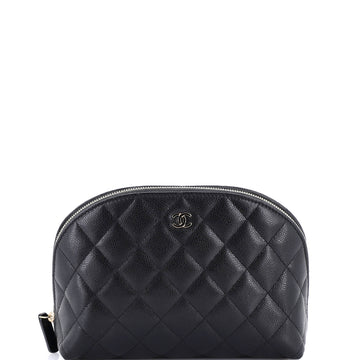 Chanel CC Dome Cosmetic Case Quilted Caviar Small