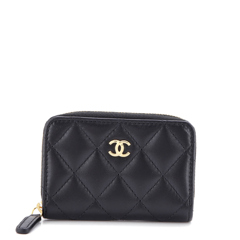 CC Zip Coin Purse Quilted Lambskin Small