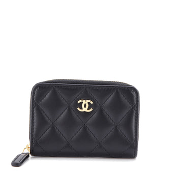 Chanel CC Zip Coin Purse Quilted Lambskin Small