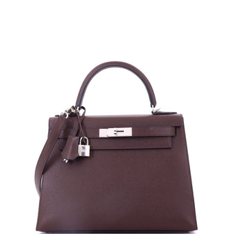 Hermes Kelly Handbag Verso Epsom with Palladium Hardware 28