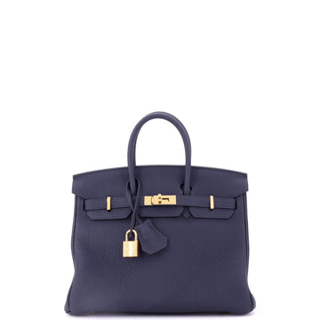 Hermes Birkin Handbag Blue Togo with Gold Hardware 25