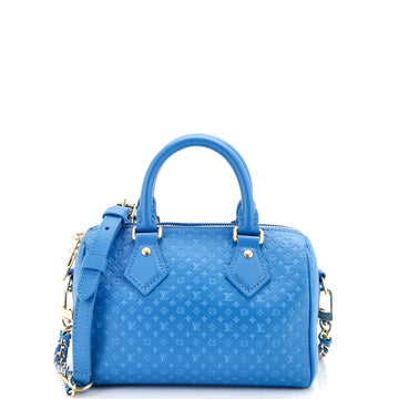 Louis Vuitton Speedy Bandouliere Bag Nanogram Embossed Leather 20